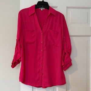 Express Vibrant Pink Button-Down Shirt